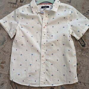 White shirt for boys (size 104 cm), w/ palm trees from French brand Okaidi